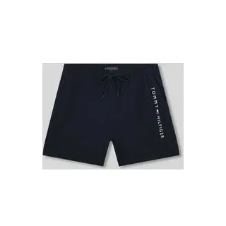 Badehose mit Label Print, Dunkelblau, XXL