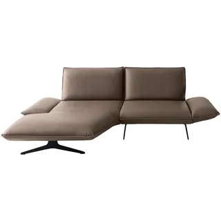 Koinor Ecksofa, Braun, Metall, Echtleder, Nappaleder, 3-Sitzer, Ottomane links, L-Form, 291x150 cm, Fußauswahl, Armteilvarianten, seitenverkehrt erhältlich, Hocker erhältlich, Wohnzimmer, Sofas & Couches, Wohnlandschaften, Ecksofas