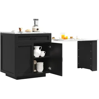 stilvora Bartisch ausziehbar 98-204 x 70 x 93,5 cm Schwarz