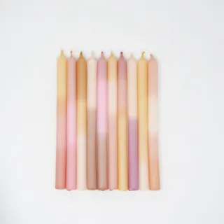 MADAM ERLE | 10er-Set Dipdye schmale Stabkerzen | FINNJA | handgemachte Kerzen | pastell farbig | beige | lange Brenndauer| Dekokerzen | Wohnzimmerdeko | tolle Geschenkidee für Frauen und Freundin|