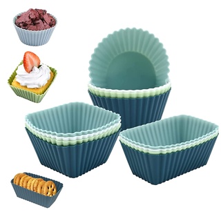 12 Stück Wiederverwendbare Silikon Muffinformen - Antihaft Muffinförmchen Kuchenformen für Muffins Cupcake, Kuchen und Brotbackform - Silikonformen Backform - Muffinformen für perfekte Ergebnisse