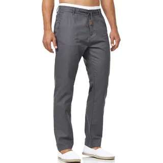 Indicode Leinenhose Herren Veneto Sommerhose Leinen Herrenhose leichte Sommerhose mit Kordelzug grau 3XL