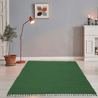THEKO Happy Cotton Webteppich 40 x 60 cm Dunkelgrün