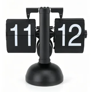 HERCHR Automatische Flip Deskuhr Mechanische Retro, Digitale Flip -Down -Uhr Große Zahlenbatterie betriebene Innenrad betriebene Flippinguhr für Home Office Decor, 24 Stunden (Alles schwarz)