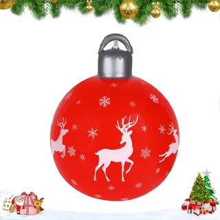 Aufblasbare Weihnachtskugeln 40cm Groß Weihnachten Aufblasbar Ball PVC Riesen Aufblasbarer Weihnachtsball Groß Weihnachtskugeln Ornamente Weihnachtsdekoration Für Hof Rasen Veranda (Rot)