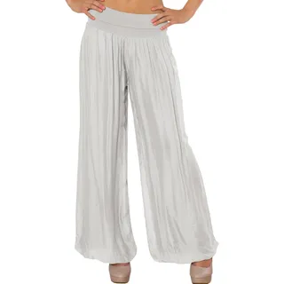 Caspar KHS010 Damen Elegante Lange Marlene Hose Hosenrock mit Seidenanteil und hohem Stretch Bund, Farbe:hell grau, Größe:L-XL - L-XL