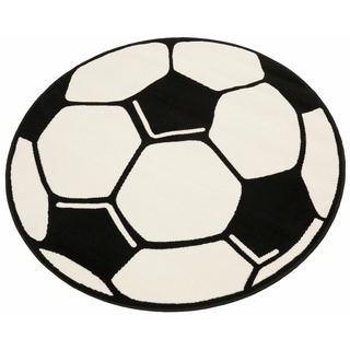 Kinderteppich »Fußball«, rund, 10 mm Höhe, Fußball Spielunterlage für jede Gelegenheit, Kurzflor, Pflegeleicht, Teppiche, 832422-40 weiß 10 mm