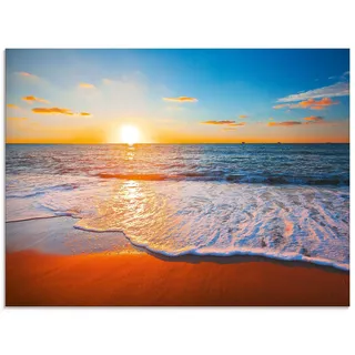 ARTland Wanddeko Glasbilder Wandbild Glas Bild einteilig 60x45 cm Querformat Strand Meer Sonne Karibik Natur Landschaft Küste Sonnenaufgang Maritim S7LE