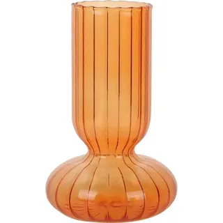 Dekorative Vase Sablon - Transparentes Modell Aus Farbigem Glas, Ideal Für Hydrokultur Und Blumenarrangements Im Wohnzimmer (orange, Gestreifte Muster)