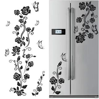 TOARTI Wandtattoo Blumenranken Schwarz Blumen Hibiskus Wandtattoo Wanddeko Blumenranke Aufkleber Sticker Wandaufkleber Hintergrund für Schlafzimmer Zuhause Dekoration Wohnzimmer