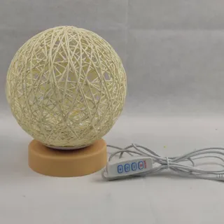 Runde Led-nachttischlampe In Mondform, Usb-nachtlicht, Verstellbare Kugelleuchte, Aus Geflochtenem Rattan, Für Schlaf- Oder Wohnzimmer