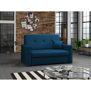 MIRJAN24 Schlafsofa Viva Bis II, mit Bettkasten und Schlaffunktion, inkl. Kissen, 2 Sitzer, Metallfüße blau