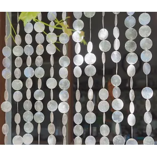 Guru-Shop Vorhang Exotischer Muschelvorhang aus Capiz, Windspiel,.. weiß