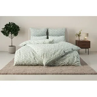 Bettwäsche OTTO HOME "Mariby in Gr. 135x200, 155x220 cm u.a. Bettwäsche-Set mit Blumen", grün, B/L: 155cm x 220cm, 1 Stk., 1 Stk., Renforcé, B/L: 80cm x 80cm, 2, Renforcé, Obermaterial: 100% Baumwolle, Bettwäsche, Bettwäsche, mit feinem Blümchen Design, skandinavisch, romantische Bettwäsche