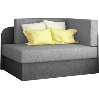 MOEBLO Kindersofa RAISA, Schlafsessel Couch für Kinderzimmer Kindersofa Jugendsofa, mit Schlaffunktion und Bettkasten grau