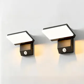 36W LED Wandleuchte Aussen/Innen, Wandlampe mit Bewegungsmelder IP65 Wasserdicht Außenlampe modern 3000K mit 180° Schwenkbar LED Panel Aussenleuchte für Garten Garage Terrasse Haustür Eingang, 2 Pack