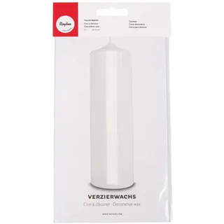 Rayher 3103702 Verzierwachs, weiß, 2 Verzierwachsplatten 20 x 10 cm, Wachsfolie zum Kerzen verzieren, Kerzenwachs, Wachsfolie