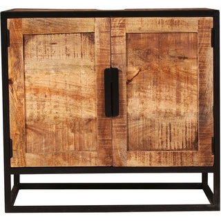 SIT Möbel Bad-Unterschrank mit 2 Türen | Mango-Holz natur | Metall schwarz | B 67 x T 42 x H 62 cm | 14304-01 | Serie SIDNEY