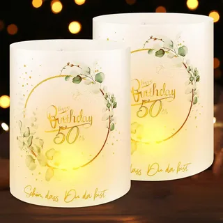 12 Windlicht Tischdeko 50 Geburtstag,Deko 50 Geburtstag Frau Mann, 50 Jahre Happy Birthday Tischdeko, Geeignet für Teelichter oder Kerzen