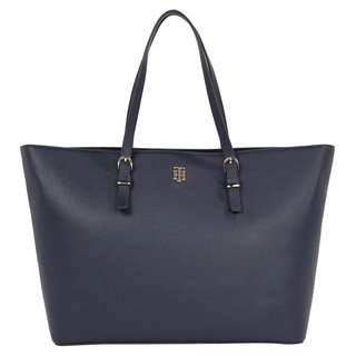 Shopper TOMMY HILFIGER "TH TIMELESS MED TOTE" Gr. B/H/T: 48,5 cm x 30 cm x 14 cm, blau (dunkelblau) Damen Taschen Handtaschen die perfekte Business Bag