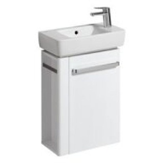 Geberit Handwaschbecken-Unterschrank RENOVA COMPACT 448 x 604 x 252 mm, mit Handtuchhalter links Lack weiß hochglanz