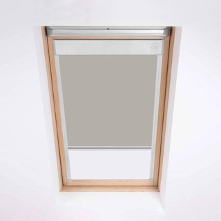 Dachfensterrollo für Fakro Dachfenster – Verdunkelungsrollo – Sandstein – Silberfarbener Aluminiumrahmen (78/118 (Code 06))