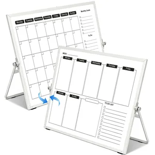 Doppelseitiges Whiteboard, Magnetisch Whiteboard Klein, Wochenplaner/Monatsplaner abwischbar, ToDo Magnetisch Whiteboard Ständer Aufhängbar, Whiteboard Wandmontage für Zuhause und Büro 30×40cm