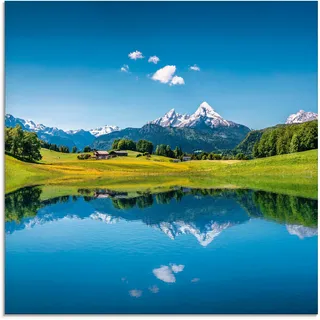 Glasbild »Landschaft in den Alpen«, Berge, (1 St.), 55009939-0 blau B/H: 20 cm x 20 cm
