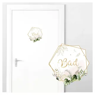 Grandora Türaufkleber Bad mit Orchideen I 20 x 21 cm (BxH) I Wandsticker selbstklebend WC Wandaufkleber Toilette Wandtattoo Badezimmer Aufkleber Sticker DL736
