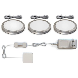 B.K.Licht LED Unterbauleuchte »BKL1106«, LED fest integriert, Warmweiß, LED Deckenleuchte 3 flammig schwenkbar moderne Deckenlampe inkl. 3 x 8W 800lm LED Platine 3000K warmweiß Chrom IP20 silberfarben