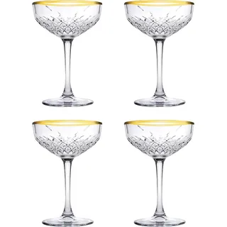 Pasabahce Timeless Sektglas, 25,5 cl, transparent mit goldrand, 4 Stück - Transparent