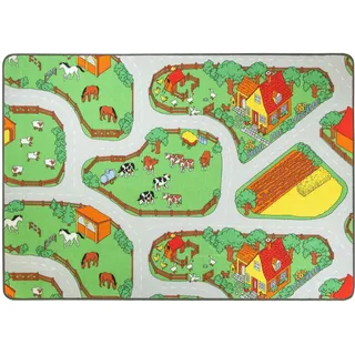 Primaflor BAUERNHOF Kinderteppich 140 x 200 cm Grau/Grün