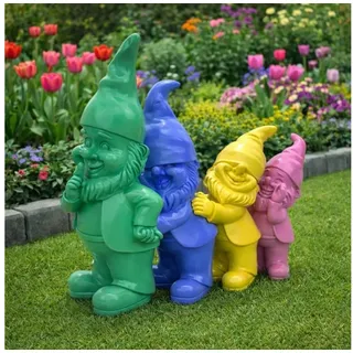 Online-Fuchs Gartenfigur lustige Gartenzwerge, Wichtel Polonaise für außen - bunte Deko Figuren, (modern, wetterfest), moderne knallige Farben - wetterfest - 23 oder 30 cm groß bunt 30 cm