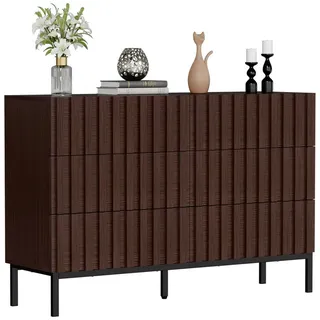 UEV Kommode schmal Sideboard für Wohnzimmer Schlafzimmer Flur (Packung, Aufbewahrungsschrank), Kippsicherung, Aufbewahrungskommode, TV Board Schubladenschrank Buffet braun