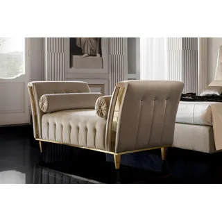JVmoebel Chaiselongue Elegante Samt-Sitzbank mit Edelstahlakzenten für modernes Wohnen, 1 Teile, Made in Europa beige