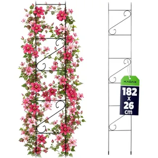 KADAX Rankgitter 180cm, Rankhilfe aus Stahl, Kletterhilfe für Garten, Pflanzen, Rosen, Kletterpflanzen, Pflanzengitter, Rankleiter, wetterfestes Spalier, Deko, freistehend, schwarz