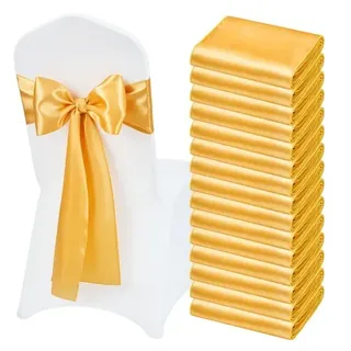 Stretch-stuhlschärpen Mit Schleifen Aus Spandex, Stuhlhussen & Stretch-stuhlschärpen, Elastische Stuhlbänder, Passende Stuhldekoration Für Hochzeiten, Partys Und Feste (50 Stück, Gold)