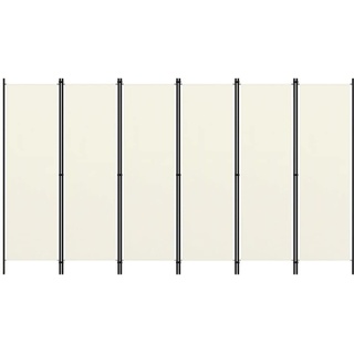 vidaXL Raumteiler Klappbar Freistehend Trennwand Paravent Umkleide Sichtschutz Spanische Wand Raumtrenner 6-TLG. Weiß 300x180cm Eisen Stoff