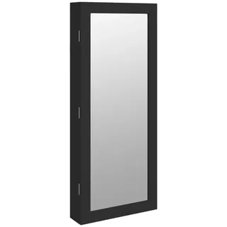 vidaXL Spiegel-Schmuckschrank mit LED-Beleuchtung Wandmontage Schwarz