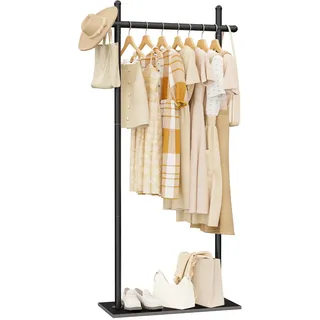 ENUMAIL Metall Garderobenständer, Freistehend Kleiderständer mit Rechteckigem Rock Slab Base, Modern Gaderobe, Taschenständer für Kleidung, Taschen and Schuh, 175cm, Schwarz, Große