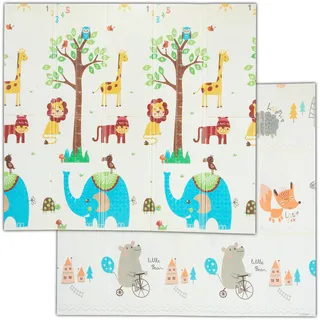 Relaxdays Spielmatte Kinderteppich 175 x 195 cm Mehrfarbig