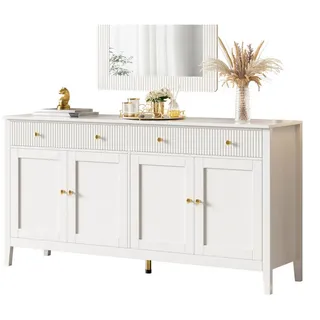Okwish Sideboard 160 x 82 x 40 cm Weiß