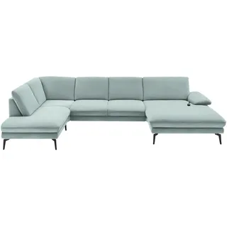 Dieter Knoll Wohnlandschaft, Mintgrün, Metall, 4-Sitzer, U-Form, 344x208 cm, Fußauswahl, Stoffauswahl, Sitzqualitäten, seitenverkehrt erhältlich, Hocker Rücken echt, individuell planbar, Wohnzimmer, Sofas & Couches, Wohnlandschaften, Wohnlandschaften in U-Form