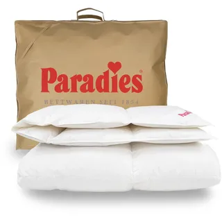 Paradies Gänsedaunenbettdecke Gabi 90, Daunendecke 135x200 cm, 155x220 cm und 200x200 cm, Füllung: 90% Daunen, 10% Federn, Bezug: 100% Baumwolle, Ganzjahresdecke 135 x 200cm, Made in Germany 135 cm x 200 cm