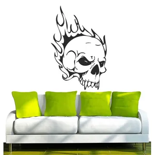 INDIGOS UG Wandtattoo Wandtattoo - Wandaufkleber - w355 Totenkopf Skull Schädel Bone schwarz 120 cm
