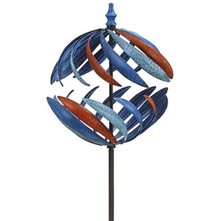 Dehner Metall-Riesen-Windrad Globe, ca. H186 cm, blau-rot, Blau|Rot