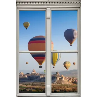 queence Wandsticker Heißluftballons, Wandsticker, Wandbild, selbstklebend, 3D, Fenster bunt