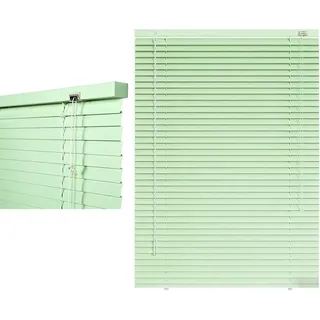 Aluminium Jalousien für Innen Fenster 20 30 40 50 60 70 80 90 100 110 120 130 140 150 160 170 180 cm Breite, 25mm Lamellen Horizontal Sichtschutz Jalousette, Verdunkelung Alu Jalousie(Light Green)