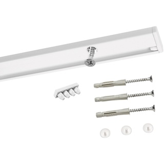 Deco-Raum Gardinenschiene Minimal, 1-läufig, Wunschmaßlänge, kürzbar, Deckenmontage, verschraubt, Aluminium, Komplett-Set vorgebohrt weiß 350 cm