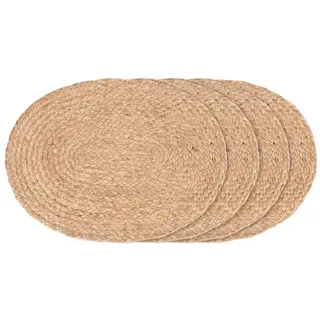 tinkaro Platzset geflochtene Jute oval 35x45 cm Natur 4er-Set, (1-St), Ovales Dækkeservietten-Set zum Schutz der Tischoberfläche im Esszimmer beige
